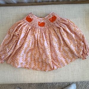 Cecil and Lou - Pink And Orange Smocked Pumpkin Diaper Set
